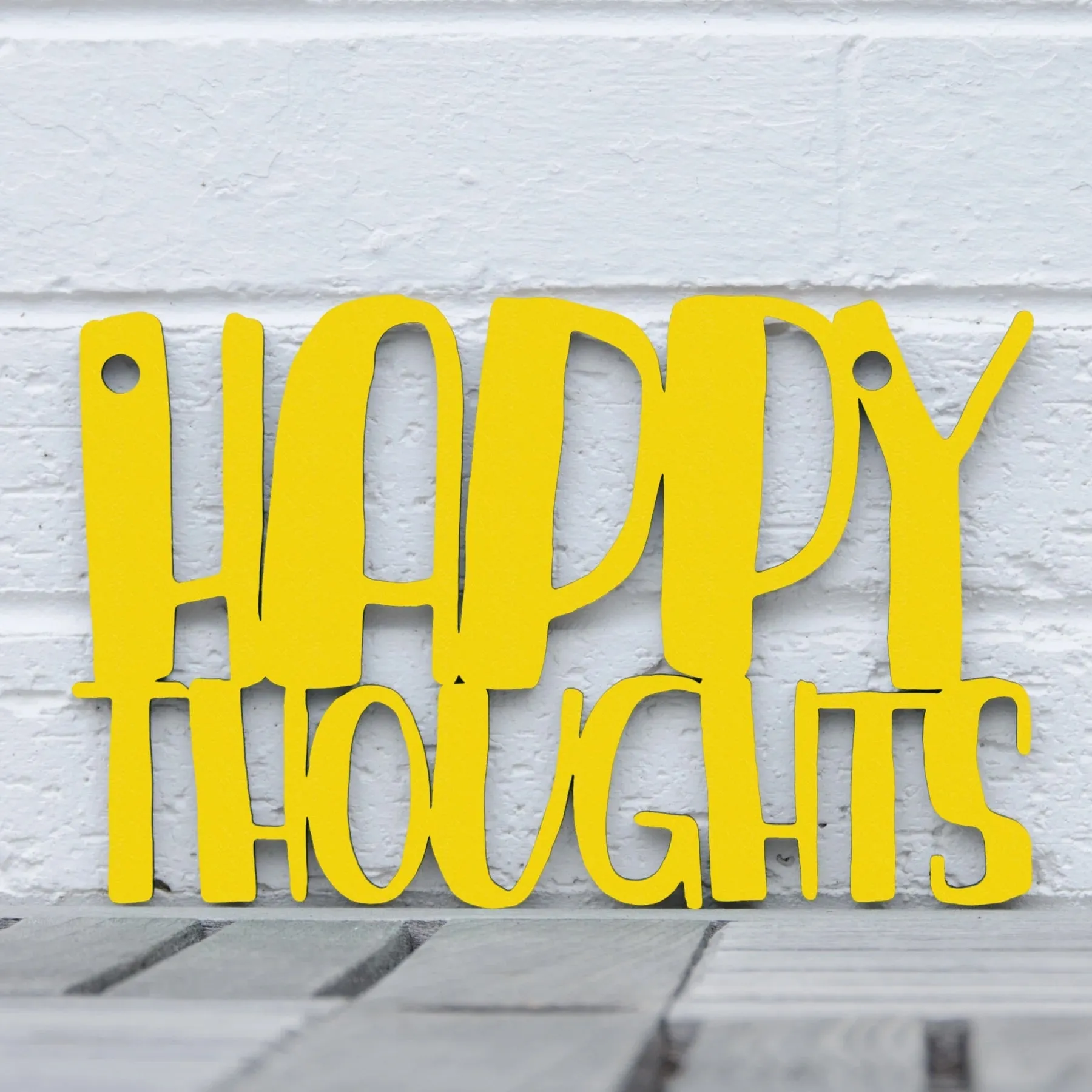 Wood Wall Art Sign Happy Thoughts by Spunky Fluff
